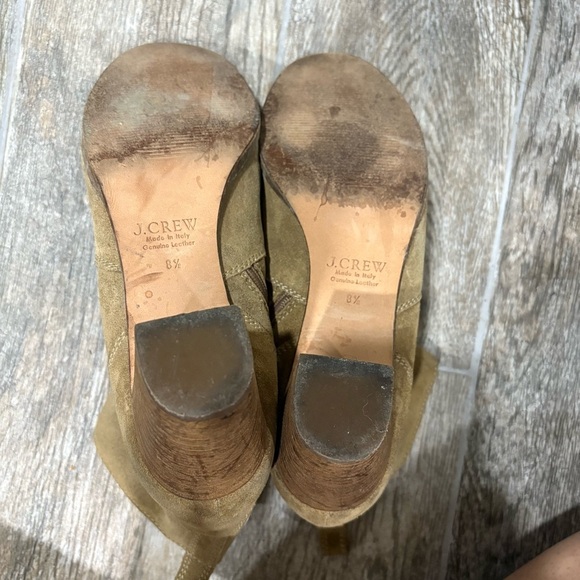 J. Crew Aggie Tan Nubuck Suede Leather Block Heel Ankle Boots Booties Sz 8.5 - Picture 9 of 10